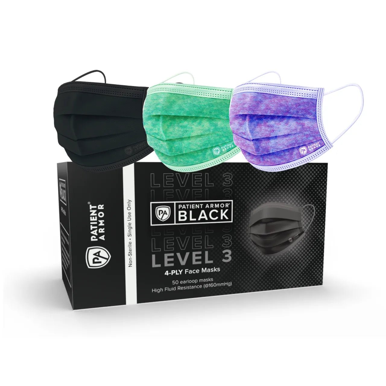 Level 3 Black Surgical Masks - Patient Armor - Transperify