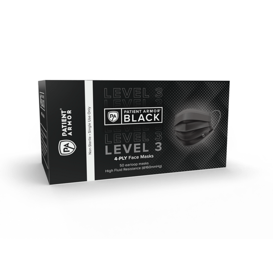Level 3 Black Surgical Masks - Patient Armor - Transperify